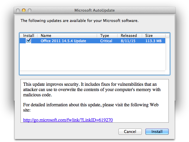 updates for microsoft office mac 2011